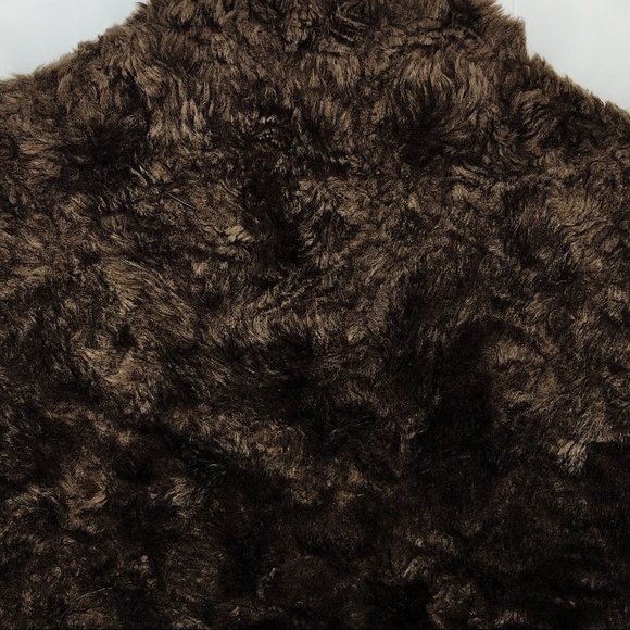 Bongo Faux Fur Vest Pearl Dark Brown Crop Jacket - Picture 6 of 8